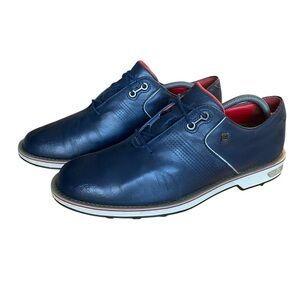 Footjoy Premiere Flint Golf Shoe Men 9.5 Blue Red DryJoys Leather Low Waterproof